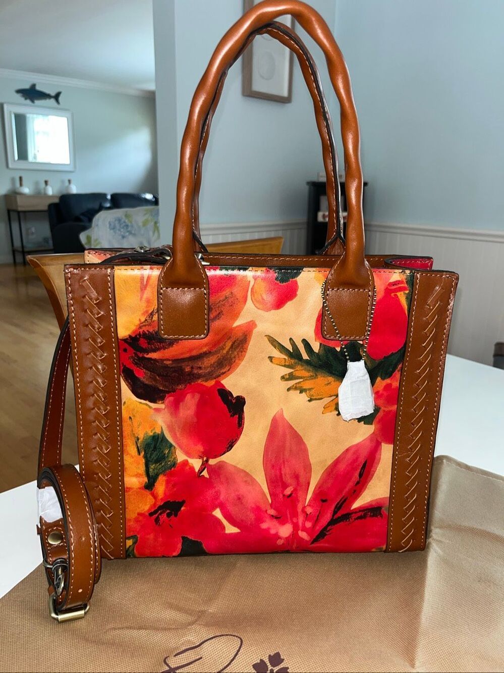 NWT DILLARDS Patricia Nash Spring Multi Curry leather tote bag vibrant floral de - Picture 5 of 7